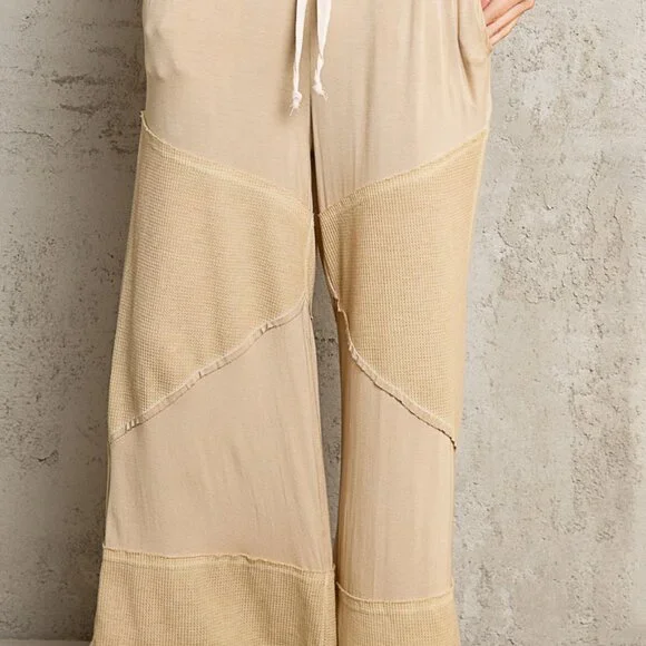 PP28 POL Black BETTY gray loose knit culotte pants featuring ribbed fabrication - Picture 4 of 4